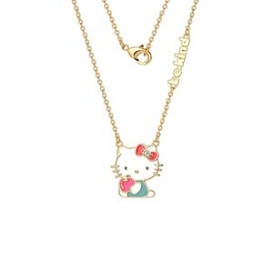 Hello Kitty Crystal‎ Bow Apple Gold "Be kind" 18" Necklace Charm Pink Teacher